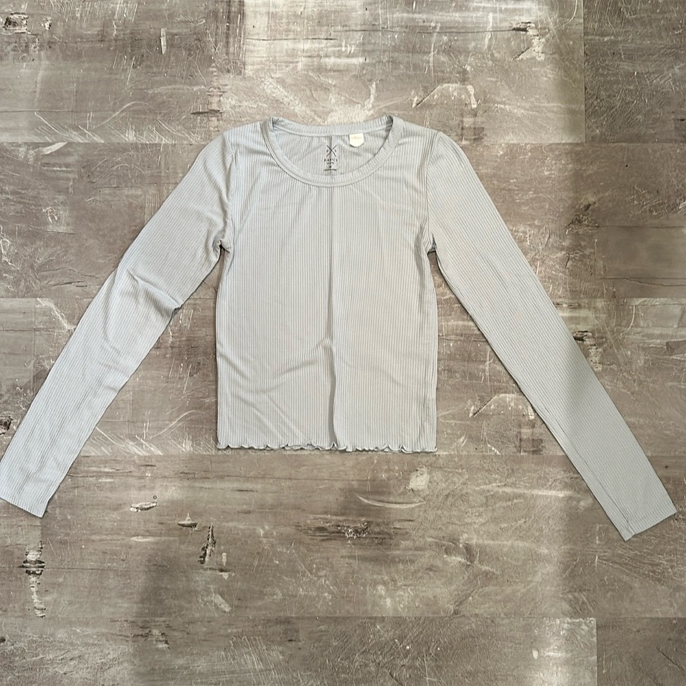 Pacsun Basic Ribbed Long Sleeve - Light Blue Sz XS